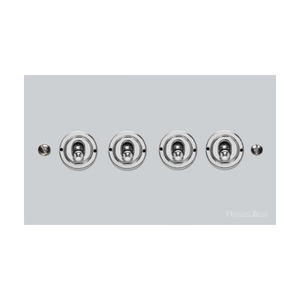 Bauhaus Range Polished Chrome Switches & Sockets, BH2 - 4 Gang Toggle Switch by Heritage Brass By M-Marcus