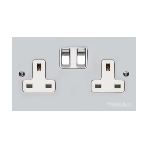 Bauhaus Range Polished Chrome Switches & Sockets, BH2 - Double Socket (13 Amp) by Heritage Brass By M-Marcus