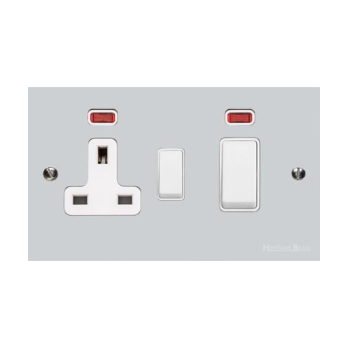 Bauhaus Range Polished Chrome Switches & Sockets, BH2 - 45A Cooker Unit + 13A Socket by Heritage Brass By M-Marcus
