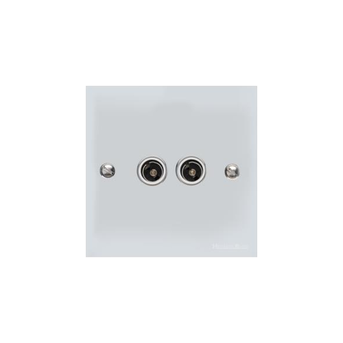 Bauhaus Range Polished Chrome Switches & Sockets, BH2 - 2 Gang TV Coaxial Socket by Heritage Brass By M-Marcus
