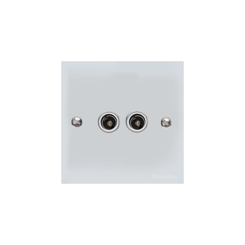 Bauhaus Range Polished Chrome Switches & Sockets, BH2 - 2 Gang TV Coaxial Socket by Heritage Brass By M-Marcus