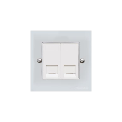 Bauhaus Range Polished Chrome Switches & Sockets, BH2 - 2 Gang RJ45 by Heritage Brass By M-Marcus