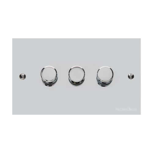 Bauhaus Range Polished Chrome Switches & Sockets, BH2 - 3 Gang Dimmer 250 watts (Compatible with halogen/ incandescent bulbs) by Heritage Brass By M-Marcus