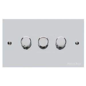 Bauhaus Range Polished Chrome Switches & Sockets, BH2 - 3 Gang Dimmer 400 watts (Compatible with halogen/ incandescent bulbs) by Heritage Brass By M-Marcus