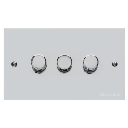 Bauhaus Range Polished Chrome Switches & Sockets, BH2 - 3 Gang Dimmer 400 watts (Compatible with halogen/ incandescent bulbs) by Heritage Brass By M-Marcus