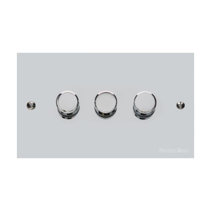 Bauhaus Range Polished Chrome Switches & Sockets, BH2 - 3 Gang TED Dimmer (Compatible with LED Lamps) by Heritage Brass By M-Marcus