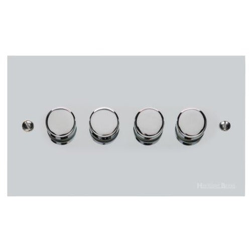 Bauhaus Range Polished Chrome Switches & Sockets, BH2 - 4 Gang TED Dimmer (Compatible with LED Lamps) by Heritage Brass By M-Marcus