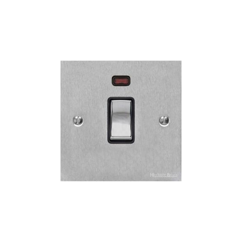 Bauhaus Range Satin Chrome Switches & Sockets, BH3 - 20A Double Pole Switch with Neon by Heritage Brass By M-Marcus