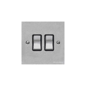 Bauhaus Range Satin Chrome Switches & Sockets, BH3 - 2 Gang Rocker Switch by Heritage Brass By M-Marcus