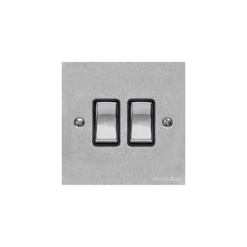 Bauhaus Range Satin Chrome Switches & Sockets, BH3 - 2 Gang Rocker Switch by Heritage Brass By M-Marcus