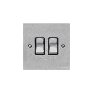 Bauhaus Range Satin Chrome Switches & Sockets, BH3 - 2 Gang Rocker Switch by Heritage Brass By M-Marcus