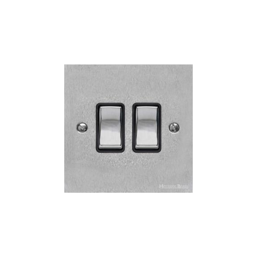 Bauhaus Range Satin Chrome Switches & Sockets, BH3 - 2 Gang Rocker Switch by Heritage Brass By M-Marcus