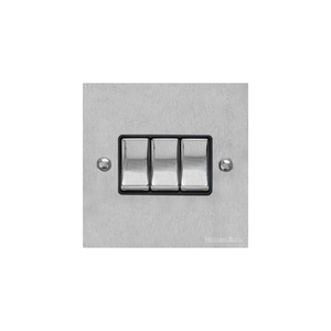 Bauhaus Range Satin Chrome Switches & Sockets, BH3 - 3 Gang Rocker Switch by Heritage Brass By M-Marcus