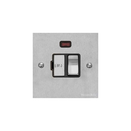 Bauhaus Range Satin Chrome Switches & Sockets, BH3 - Switched Spur with Neon (13 Amp) by Heritage Brass By M-Marcus