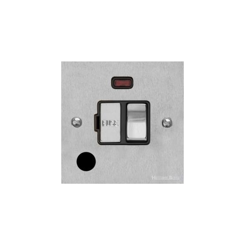 Bauhaus Range Satin Chrome Switches & Sockets, BH3 - Switched Spur with Neon + Cord (13 Amp) by Heritage Brass By M-Marcus