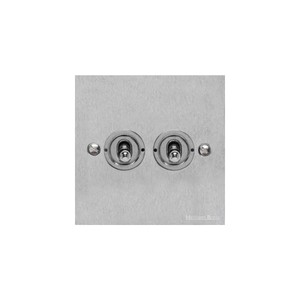 Bauhaus Range Satin Chrome Switches & Sockets, BH3 - 2 Gang Toggle Switch by Heritage Brass By M-Marcus