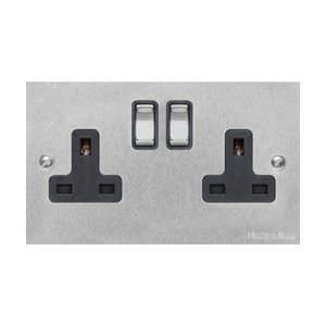 Bauhaus Range Satin Chrome Switches & Sockets, BH3 - Double Socket (13 Amp) by Heritage Brass By M-Marcus