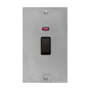 Bauhaus Range Satin Chrome Switches & Sockets, BH3 - 45A DP Cooker Switch with Neon (tall plate) by Heritage Brass By M-Marcus