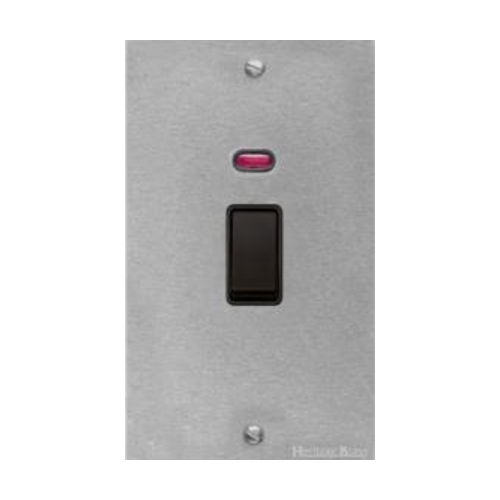 Bauhaus Range Satin Chrome Switches & Sockets, BH3 - 45A DP Cooker Switch with Neon (tall plate) by Heritage Brass By M-Marcus