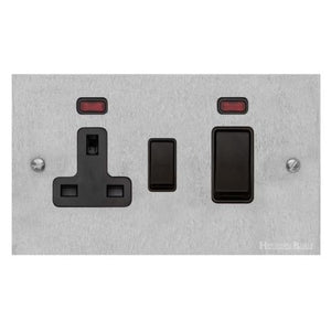 Bauhaus Range Satin Chrome Switches & Sockets, BH3 - 45A Cooker Unit + 13A Socket by Heritage Brass By M-Marcus