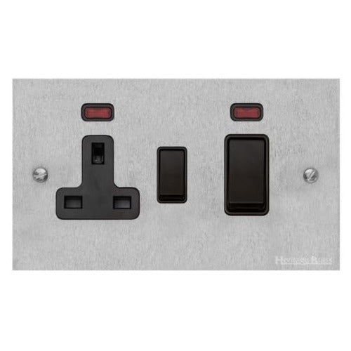 Bauhaus Range Satin Chrome Switches & Sockets, BH3 - 45A Cooker Unit + 13A Socket by Heritage Brass By M-Marcus