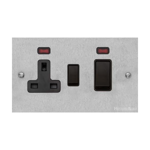 Bauhaus Range Satin Chrome Switches & Sockets, BH3 - 45A Cooker Unit + 13A Socket by Heritage Brass By M-Marcus