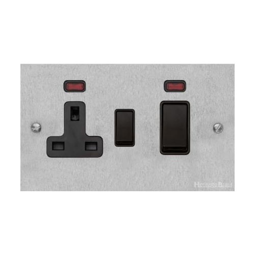 Bauhaus Range Satin Chrome Switches & Sockets, BH3 - 45A Cooker Unit + 13A Socket by Heritage Brass By M-Marcus