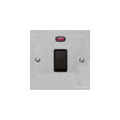 Bauhaus Range Satin Chrome Switches & Sockets, BH3 - 45A DP Cooker Switch with Neon (single plate) by Heritage Brass By M-Marcus