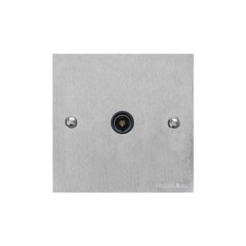 Bauhaus Range Satin Chrome Switches & Sockets, BH3 - 1 Gang Non-Isolated TV Coaxial Socket by Heritage Brass By M-Marcus
