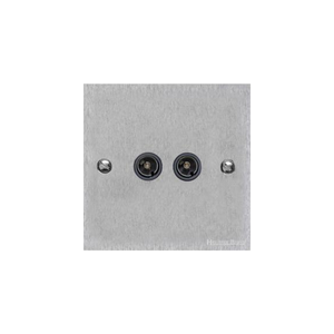 Bauhaus Range Satin Chrome Switches & Sockets, BH3 - 2 Gang TV Coaxial Socket by Heritage Brass By M-Marcus
