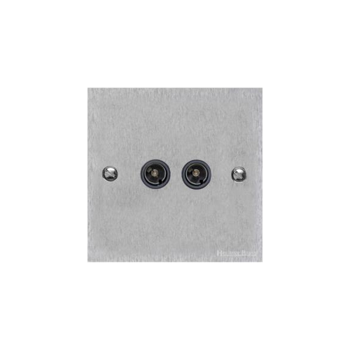 Bauhaus Range Satin Chrome Switches & Sockets, BH3 - TV/FM Diplexed Socket by Heritage Brass By M-Marcus