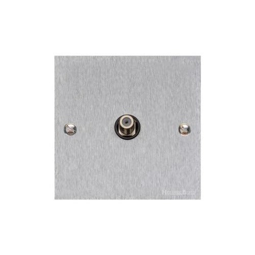 Bauhaus Range Satin Chrome Switches & Sockets, BH3 - 1 Gang Satellite Socket by Heritage Brass By M-Marcus