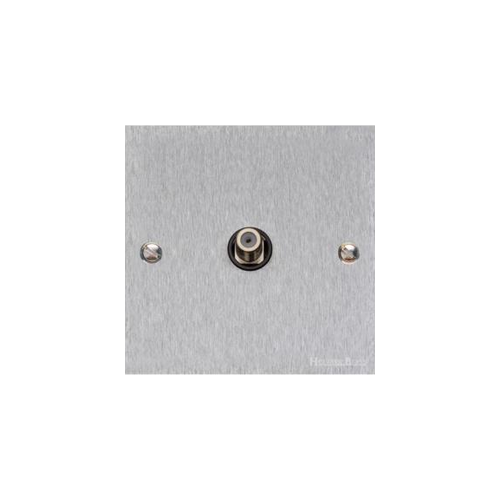 Bauhaus Range Satin Chrome Switches & Sockets, BH3 - 1 Gang Satellite Socket by Heritage Brass By M-Marcus