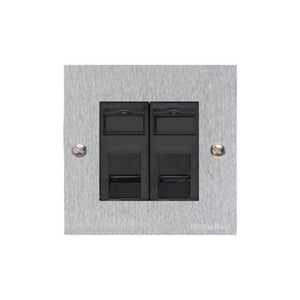 Bauhaus Range Satin Chrome Switches & Sockets, BH3 - 2 Gang Master Line Socket by Heritage Brass By M-Marcus