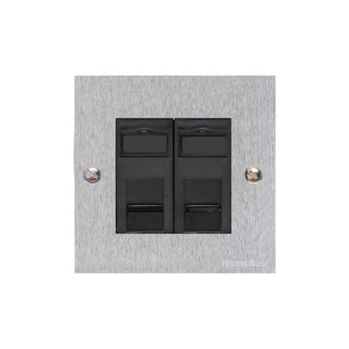 Bauhaus Range Satin Chrome Switches & Sockets, BH3 - 2 Gang Master Line Socket by Heritage Brass By M-Marcus