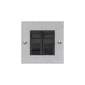 Bauhaus Range Satin Chrome Switches & Sockets, BH3 - 2 Gang CAT6 by Heritage Brass By M-Marcus