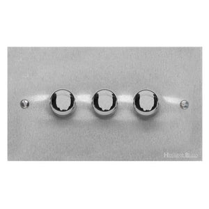 Bauhaus Range Satin Chrome Switches & Sockets, BH3 - 3G Multi Location Primary Dimmer by Heritage Brass By M-Marcus