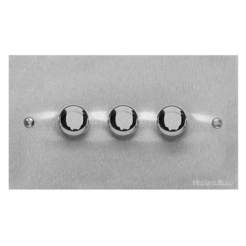 Bauhaus Range Satin Chrome Switches & Sockets, BH3 - 3G Multi Location Primary Dimmer by Heritage Brass By M-Marcus