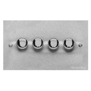 Bauhaus Range Satin Chrome Switches & Sockets, BH3 - 4 Gang Dimmer 400 watts(Compatible with halogen/ incandescent bulbs) by Heritage Brass By M-Marcus