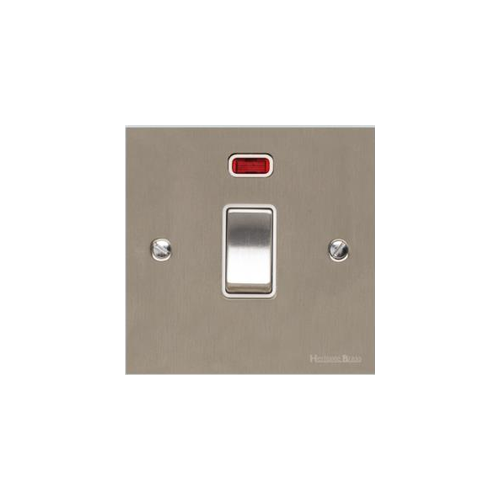 Bauhaus Range Satin Nickel Switches & Sockets, BH5 - 20A Double Pole Switch with Neon by Heritage Brass By M-Marcus