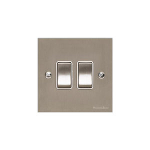 Bauhaus Range Satin Nickel Switches & Sockets, BH5 - 2 Gang Rocker Switch by Heritage Brass By M-Marcus