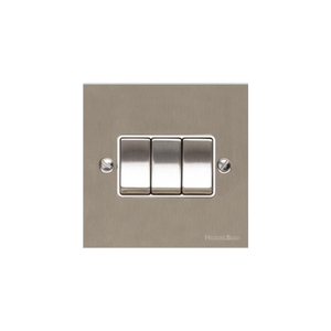 Bauhaus Range Satin Nickel Switches & Sockets, BH5 - 3 Gang Rocker Switch by Heritage Brass By M-Marcus