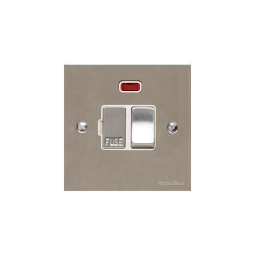 Bauhaus Range Satin Nickel Switches & Sockets, BH5 - Switched Spur with Neon (13 Amp) by Heritage Brass By M-Marcus