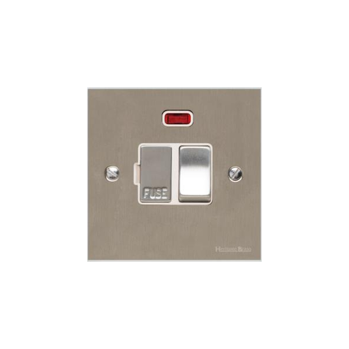 Bauhaus Range Satin Nickel Switches & Sockets, BH5 - Switched Spur with Neon (13 Amp) by Heritage Brass By M-Marcus