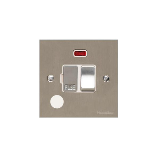 Bauhaus Range Satin Nickel Switches & Sockets, BH5 - Switched Spur with Neon + Cord (13 Amp) by Heritage Brass By M-Marcus