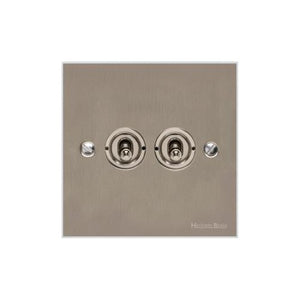 Bauhaus Range Satin Nickel Switches & Sockets, BH5 - 2 Gang Toggle Switch by Heritage Brass By M-Marcus