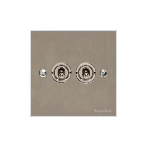 Bauhaus Range Satin Nickel Switches & Sockets, BH5 - 2 Gang Toggle Switch by Heritage Brass By M-Marcus