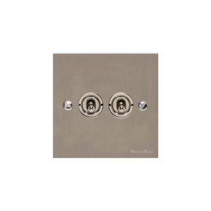 Bauhaus Range Satin Nickel Switches & Sockets, BH5 - 2 Gang Toggle Switch by Heritage Brass By M-Marcus