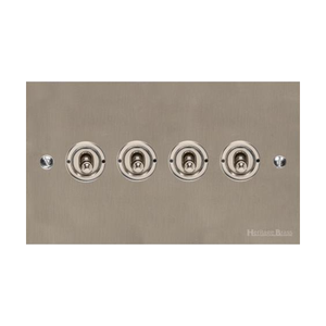 Bauhaus Range Satin Nickel Switches & Sockets, BH5 - 4 Gang Toggle Switch by Heritage Brass By M-Marcus