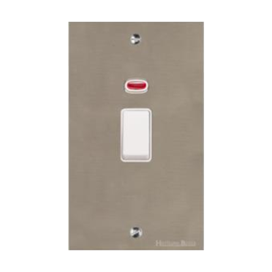 Bauhaus Range Satin Nickel Switches & Sockets, BH5 - 45A DP Cooker Switch with Neon (tall plate) by Heritage Brass By M-Marcus